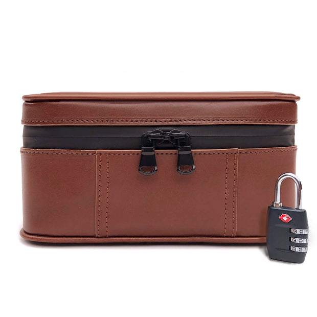smell-proof Case made of genuine leather. combination lock and air-tight zipper for smell-proof storage, activated carbon smell-proof case. for odor-proof storagesmell-proof Case made of genuine leather. combination lock and air-tight zipper for smell-proof storage, activated carbon smell-proof case. for odor-proof storage